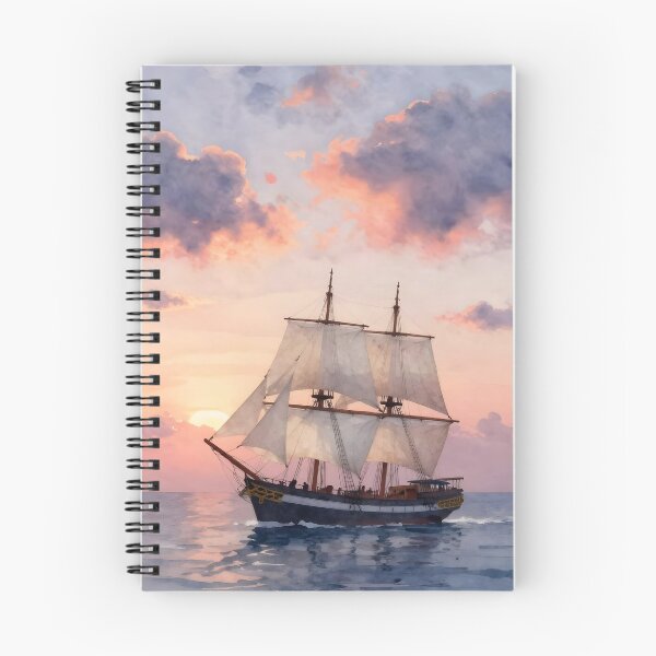 Item preview, White Sails under Pink Clouds: Sunset Cruise designed and sold by Serene Strokes Art.