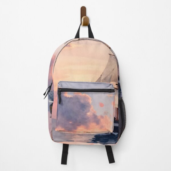 Item preview, White Sails under Pink Clouds: Sunset Cruise designed and sold by Serene Strokes Art.