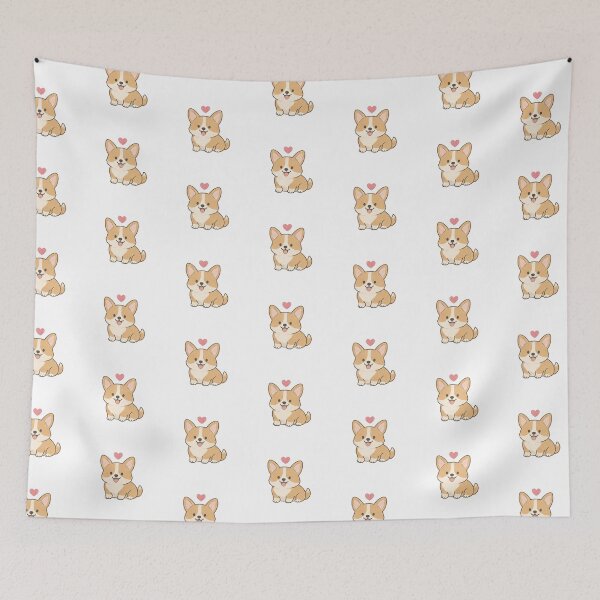 Item preview, Cute Kawaii Corgi Puppy Floating Heart Dog Lover Aesthetic designed and sold by Rehnair.