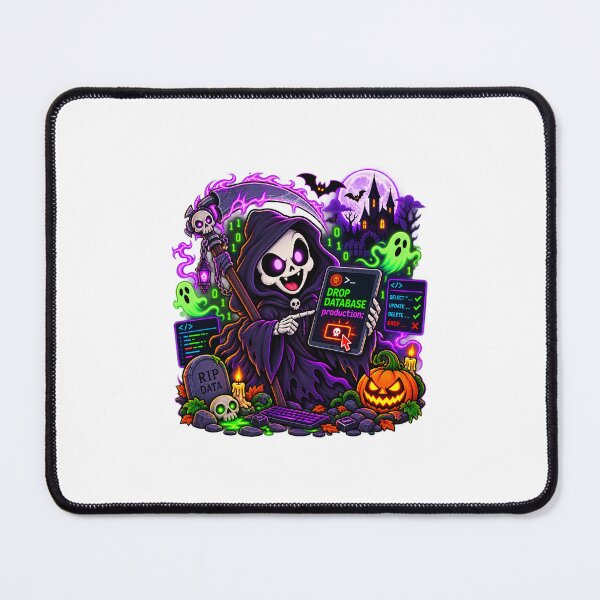 Item preview, Grim Reaper Drop Database Spooky Programmer Halloween T-Shirt and Sticker designed and sold by PixelForge Studio2.