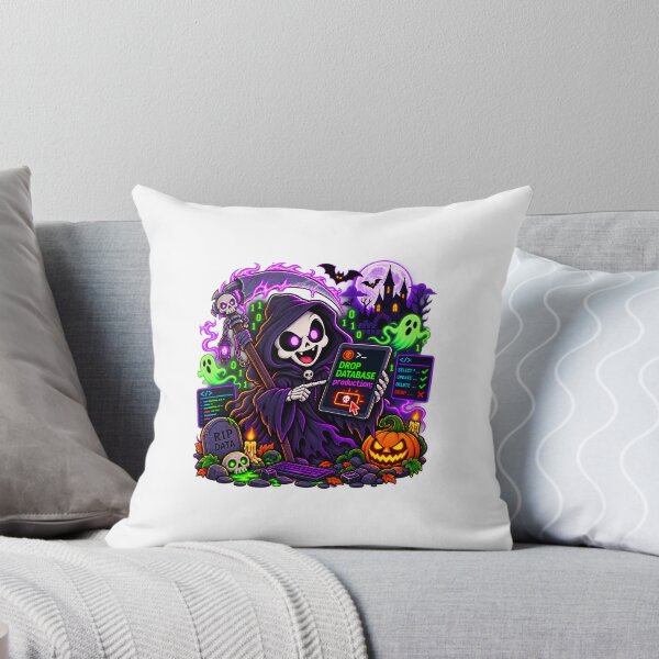 Item preview, Grim Reaper Drop Database Spooky Programmer Halloween T-Shirt and Sticker designed and sold by PixelForge Studio2.