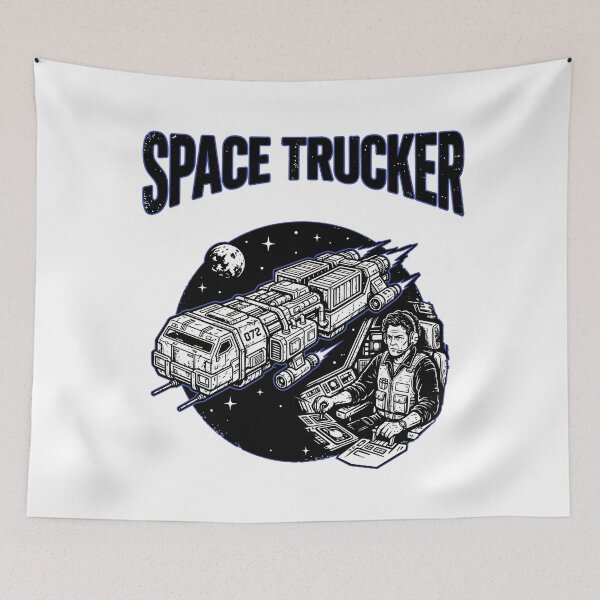 Item preview, Space Trucker - Retro Sci-Fi Spaceship Cargo Hauler designed and sold by TontikDesign.