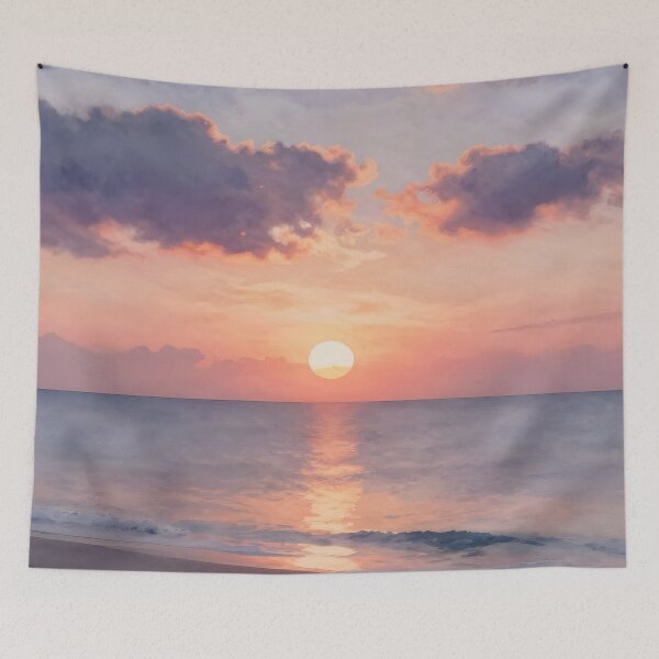 Item preview, Golden Beach Sunset: Serene Ocean Horizon designed and sold by Serene Strokes Art.