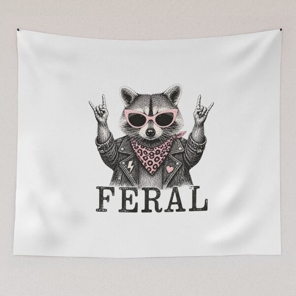 Item preview, Feral Raccoon Rocker Sunglasses Pearl Necklace Funny Animal designed and sold by zuri-frost-poi.