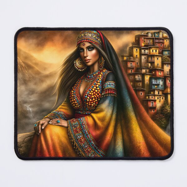 Item preview, Colorful Portrait of a Woman in Traditional Attire designed and sold by Artessie.