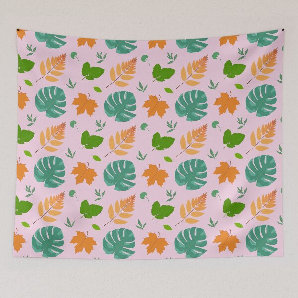 Item preview, Tropical Botanical Leaves Pattern | Pink Green Orange Nature Design designed and sold by Arts17N.