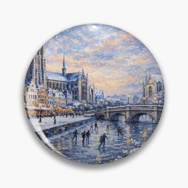 Item preview, Mechelen in Belgium painting – A Winter Scene in This Beautiful European City. designed and sold by GalleryKauffeld.