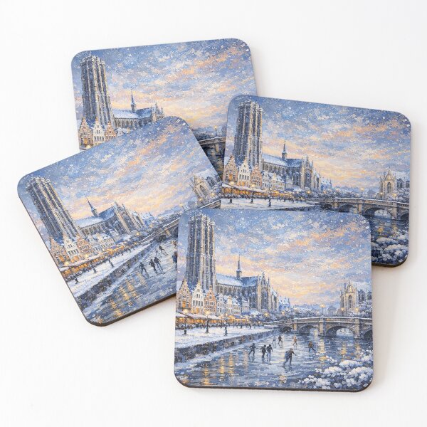 Item preview, Mechelen in Belgium painting – A Winter Scene in This Beautiful European City. designed and sold by GalleryKauffeld.