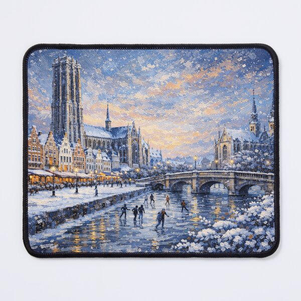 Item preview, Mechelen in Belgium painting – A Winter Scene in This Beautiful European City. designed and sold by GalleryKauffeld.