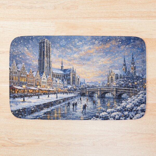 Item preview, Mechelen in Belgium painting – A Winter Scene in This Beautiful European City. designed and sold by GalleryKauffeld.