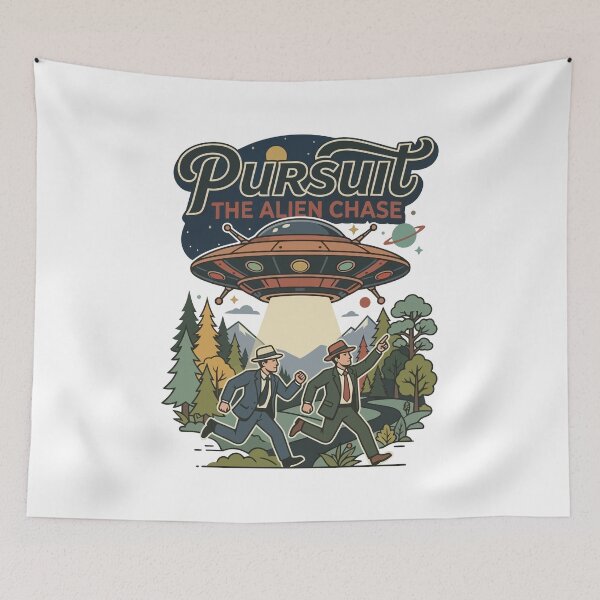 Item preview, Pursuit: The Alien Chase - Vintage UFO Abduction Retro Sci-Fi T-Shirt designed and sold by TontikDesign.