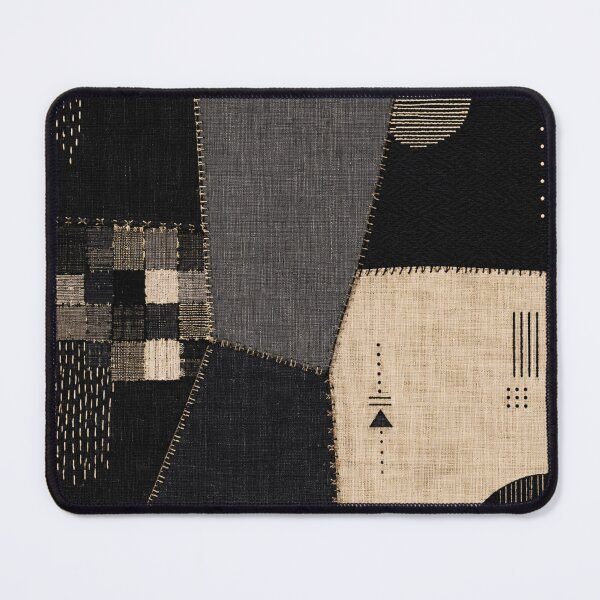 Item preview, Abstract Sashiko Textile – Black Beige Geometric Patchwork Art Print – Modern Minimalist Decor designed and sold by @SHINTOSARTSTORE.