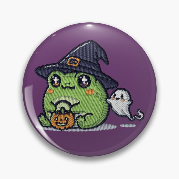 Item preview, Kawaii Halloween Frog Ghost Pumpkin Embroidery Patch Sticker designed and sold by · GAMING SOUL ·.