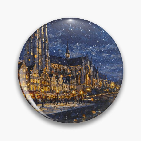 Item preview, A painting of Mechelen by night , Belgium – A Beautiful City in Europe. designed and sold by GalleryKauffeld.