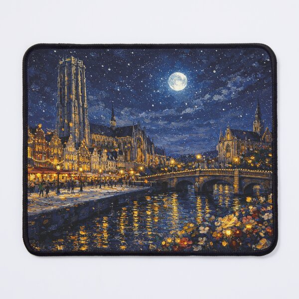 Item preview, A painting of Mechelen by night , Belgium – A Beautiful City in Europe. designed and sold by GalleryKauffeld.