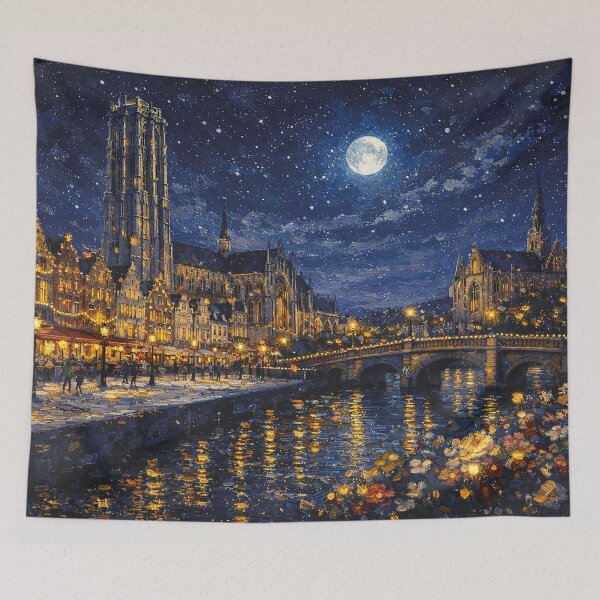Item preview, A painting of Mechelen by night , Belgium – A Beautiful City in Europe. designed and sold by GalleryKauffeld.