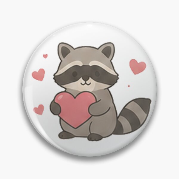 Item preview, Cute Kawaii Raccoon Holding Heart Forest Wildlife Aesthetic designed and sold by Rehnair.