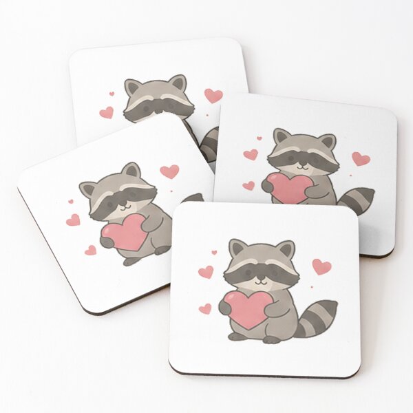 Item preview, Cute Kawaii Raccoon Holding Heart Forest Wildlife Aesthetic designed and sold by Rehnair.