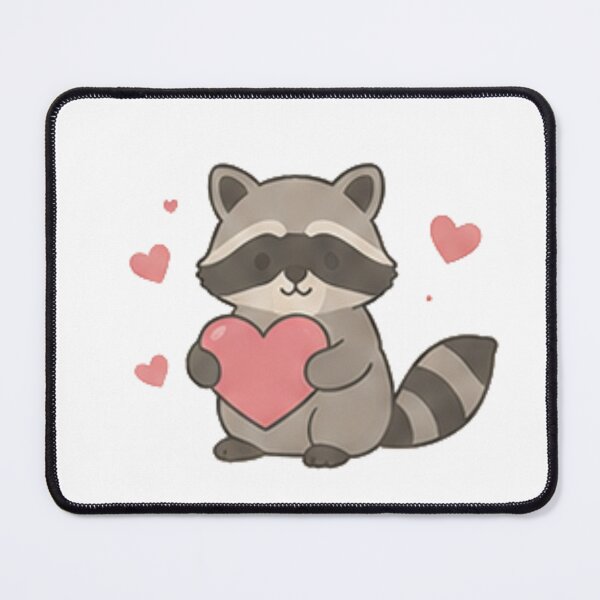 Item preview, Cute Kawaii Raccoon Holding Heart Forest Wildlife Aesthetic designed and sold by Rehnair.
