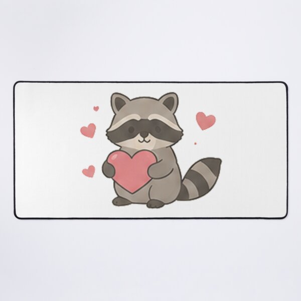Item preview, Cute Kawaii Raccoon Holding Heart Forest Wildlife Aesthetic designed and sold by Rehnair.