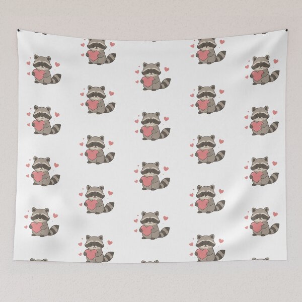 Item preview, Cute Kawaii Raccoon Holding Heart Forest Wildlife Aesthetic designed and sold by Rehnair.