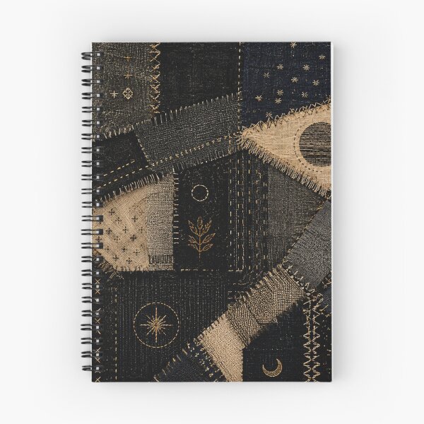 Item preview, Celestial Patchwork – Dark Mystical Moon Stars Textile Art Print – Boho Dark Home Decor designed and sold by @SHINTOSARTSTORE.