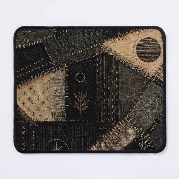 Item preview, Celestial Patchwork – Dark Mystical Moon Stars Textile Art Print – Boho Dark Home Decor designed and sold by @SHINTOSARTSTORE.