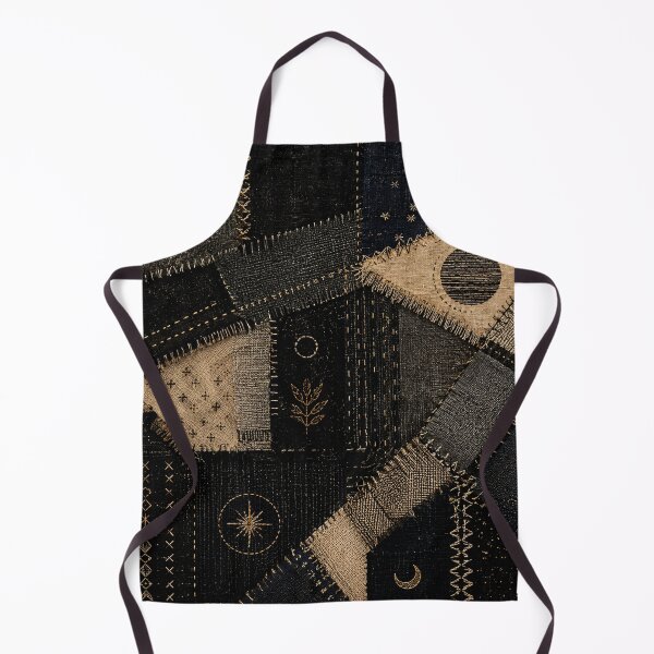 Item preview, Celestial Patchwork – Dark Mystical Moon Stars Textile Art Print – Boho Dark Home Decor designed and sold by @SHINTOSARTSTORE.