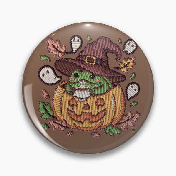 Item preview, Kawaii Autumn Frog Pumpkin Halloween Embroidery Patch Sticker designed and sold by · GAMING SOUL ·.
