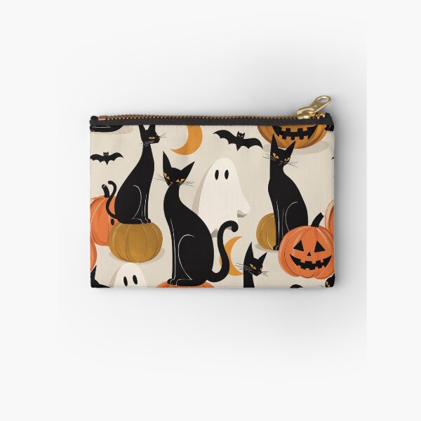 Item preview, Black Cats, Pumpkins & Ghosts Beige Halloween Pattern designed and sold by MonNoir.