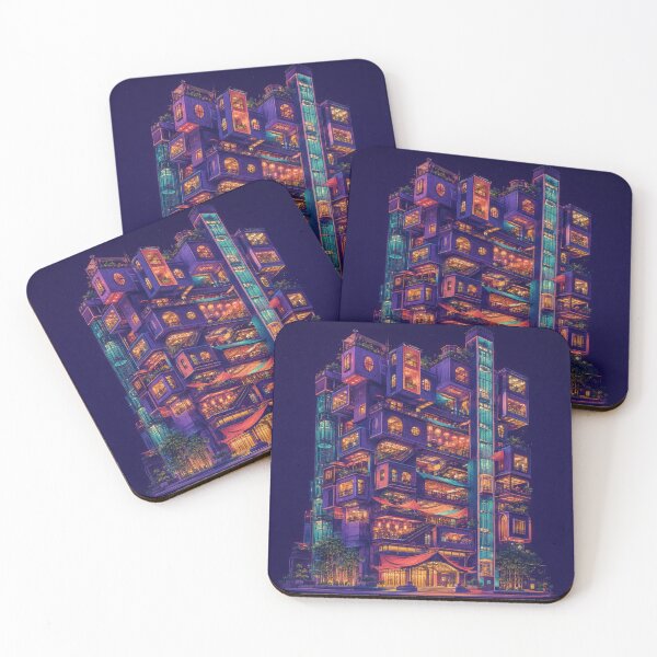 Item preview, Cyberpunk Futuristic Neon City Building Illustration designed and sold by suha-art.