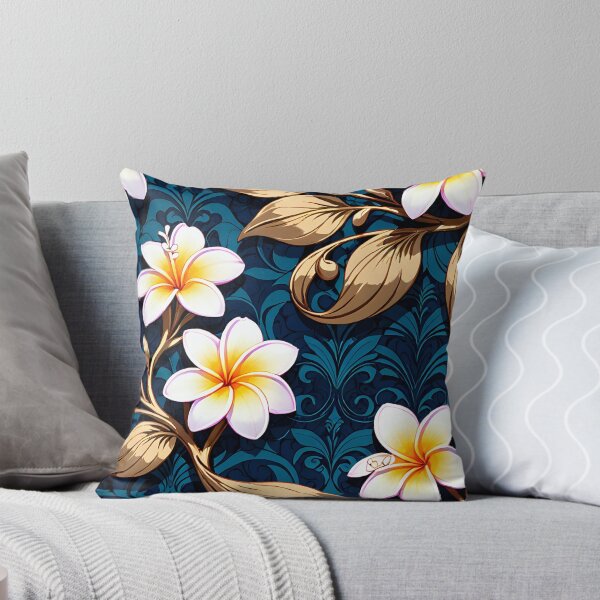 Item preview, Stylish Plumeria Floral Background with Ornamental Leaves. designed and sold by MissYouONLY.
