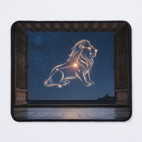 Item preview, Leo Constellation over a Traditional Hanok: Regal Majesty of the Night Sky | Fine Art Print designed and sold by SOOstudio73.
