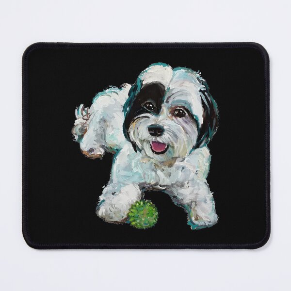 Item preview, Playful Dog Portrait Painting - Fluffy Pup with Ball designed and sold by GiaoCalonas.