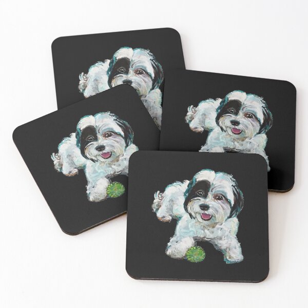 Item preview, Playful Dog Portrait Painting - Fluffy Pup with Ball designed and sold by GiaoCalonas.