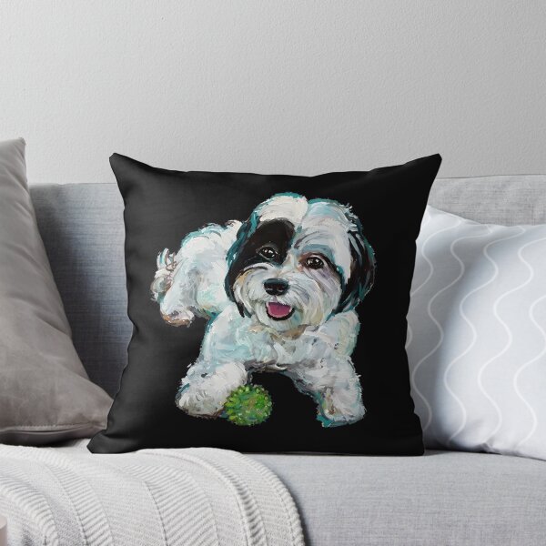 Item preview, Playful Dog Portrait Painting - Fluffy Pup with Ball designed and sold by GiaoCalonas.