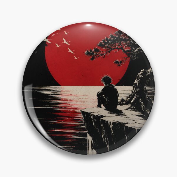 Item preview, Silent Horizon - Minimalist landscape of a dark, Japanese-inspired sunset designed and sold by alekachi.