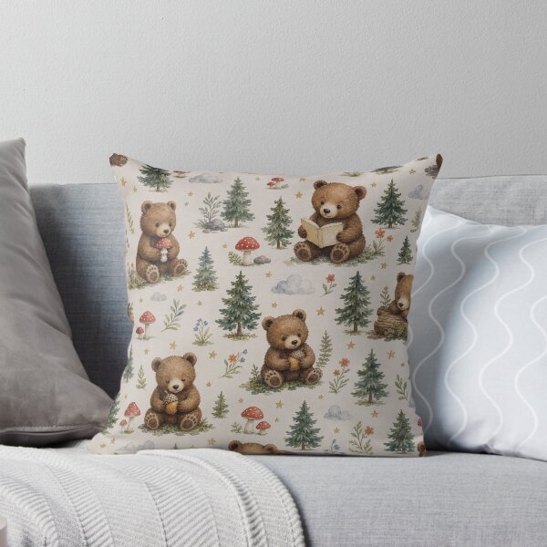 Item preview, Whimsical Teddy Woodland Seamless Pattern designed and sold by Thanat Pattern Studio.