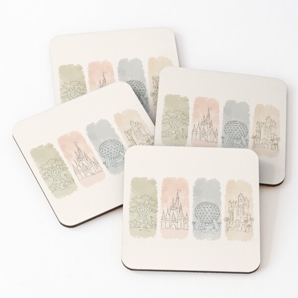 Item preview, Four Parks Retro Icons Minimalist Theme Park Art designed and sold by pixiedustpaint.