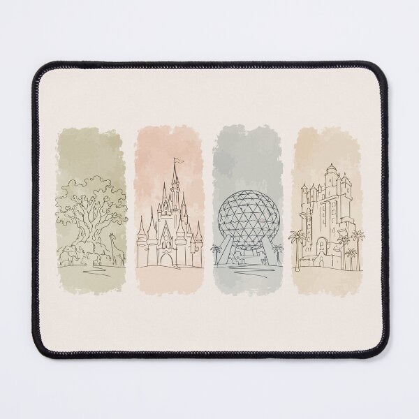 Item preview, Four Parks Retro Icons Minimalist Theme Park Art designed and sold by pixiedustpaint.