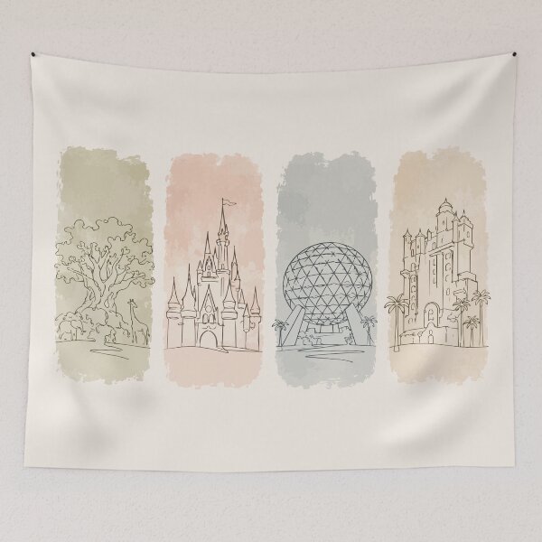 Item preview, Four Parks Retro Icons Minimalist Theme Park Art designed and sold by pixiedustpaint.