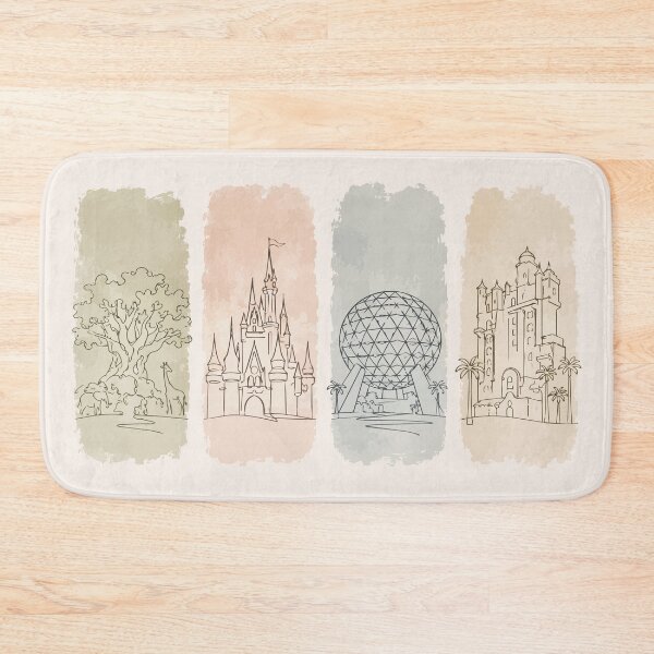 Item preview, Four Parks Retro Icons Minimalist Theme Park Art designed and sold by pixiedustpaint.