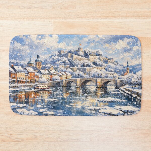 Item preview, Namur in Belgium painting – A Winter Scene in This Beautiful European City. designed and sold by GalleryKauffeld.