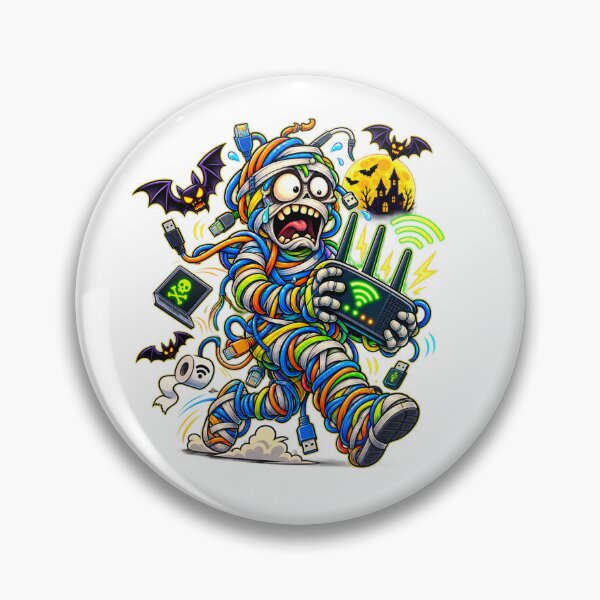 Item preview, Cable Nightmare Halloween Mummy IT Support T-Shirt and Sticker designed and sold by PixelForge Studio2.