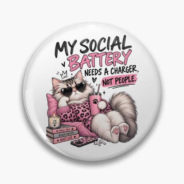 Item preview, My Social Battery Needs a Charger, Not People – Sarcastic Cat Shirt designed and sold by BTQPRO.