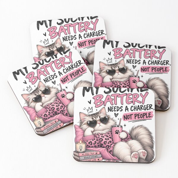 Item preview, My Social Battery Needs a Charger, Not People – Sarcastic Cat Shirt designed and sold by BTQPRO.
