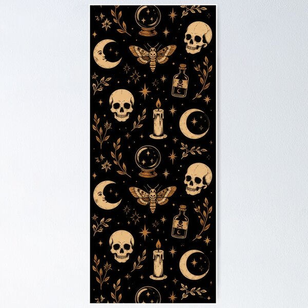 Item preview, Vintage Gothic Witchcraft & Mystical Cottagecore Seamless Pattern designed and sold by TontikDesign.