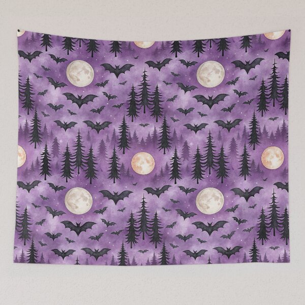 Item preview, Moonlit Bat Forest Purple Gothic pine forest designed and sold by brianj335.