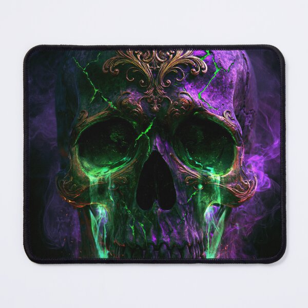 Item preview, Memento Mori Skull Gothic Neon Purple Green Smoke designed and sold by FrostyFrisby.