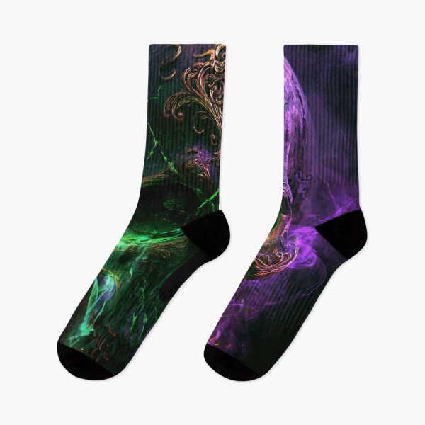 Item preview, Memento Mori Skull Gothic Neon Purple Green Smoke designed and sold by FrostyFrisby.